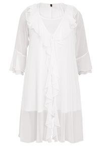 Cardi-blouse frilled VOILE - white - #4