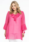 Tunic frilled v-neck VOILE - pink - #2