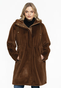Coat faux fur - mid brown - #1