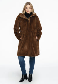 Coat faux fur - mid brown - #2