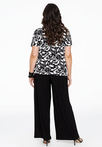 Shirt V-neck LEAVES - black - #3