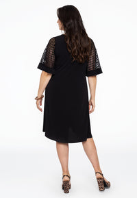 Dress V-neck LACE - black - #3