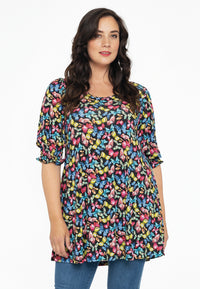 Tunic wide bottom BUTTERFLY - black - #2