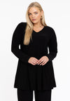 Tunic V-neck pleat DOLCE - black