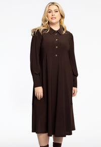 Dress long frilled bottom DOLCE - brown - #2