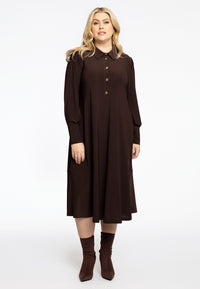 Dress long frilled bottom DOLCE - brown - #1