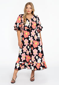 Dress buttoned HIBISCUS - black - #2