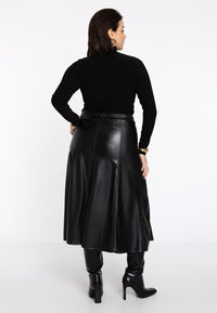Flared skirt FAUX LEATHER - black - #2