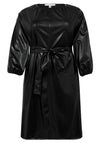 Dress with puff sleeves FAUX LEATHER - black - #3