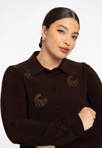 Blouse flare with strass DOLCE - brown - #2