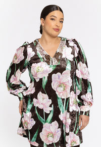 Tunic wide bottom FIORITO - brown - #1