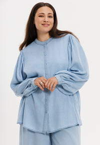 Blouse puff sleeve INDIGO LYOCELL - indigo - #4