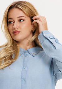 Blouse strass collar INDIGO LYOCELL - indigo - #2