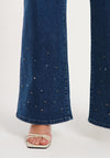 Jeans wide leg 5-pocket with strass - indigo - #5