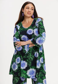 Tunic wide bottom FULL BLOSSOM - blue - #1