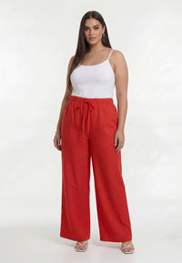 Trousers loose LINEN - light red - #2