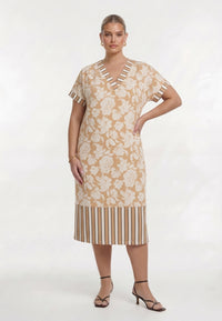 Dress FLOWER STAMP - light brown - #2