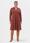 Dress midi buttons UNI R-DOLCE - mid brown