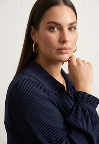 Blouse flare UNI DOLCE PLISSÉ - blue - #3
