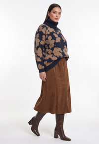 Skirt midi SUEDE ALIKE - mid brown - #1