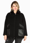 Jacket wide fur collar - black