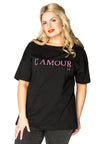 Shirt wide short sl l'amour - Black