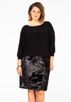 Dress wide sequin border - black