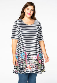 Tunic wide bottom STRIPE/FLOWER - multi - #2