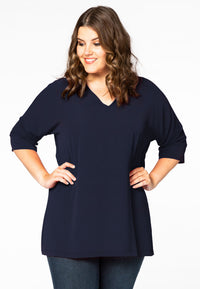 Blouse wide v-neck - blue - #2