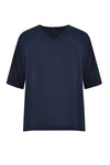 Blouse wide v-neck - blue - #4
