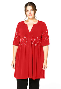 Tunic ruffled pearls DOLCE - red - #2