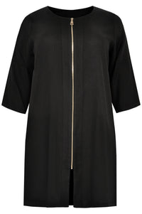 Blouse-jacket zipper LINEN - black - #4