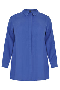 Blouse blind button closure LINEN - light blue - #4