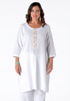 Dress beaded placket LINEN - white - #2
