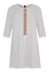 Dress beaded placket LINEN - white - #3
