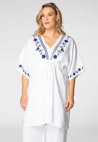 Blouse embroidered LINEN - white - #1