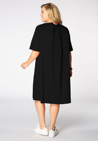 Dress tied back stretch cotton - black - #3