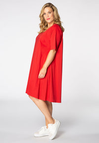 Dress tied back stretch cotton - red - #4