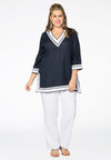 Tunic v-neck LINEN - blue - #1