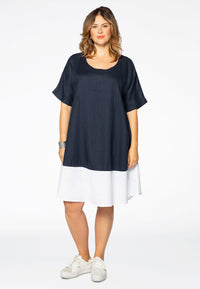 Dress colourblock LINEN - blue - #1