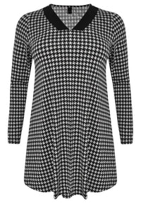 Tunic wide bottom pied de poule dolce - black - #1