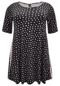 Tunic wide bottom SPRINKLE stripe - black - #4