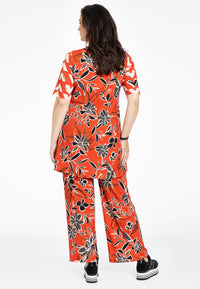 Tunic wide bottom MIX PRINT - red - #3