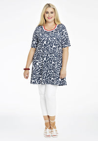 Tunic wide bottom LEAVES - blue - #2