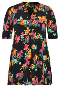 Tunic wide bottom BLOOMY - black - #4