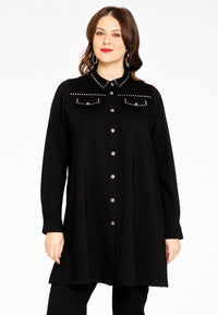 Blouse with studs INTERLOCK - black - #1