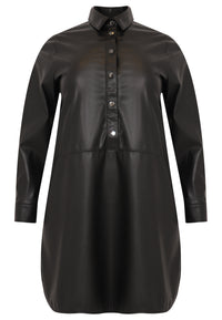Blouse-dress FAUX LEATHER - black - #1