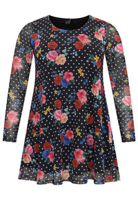 Tunic wide bottom FLOWERDOT - black - #4