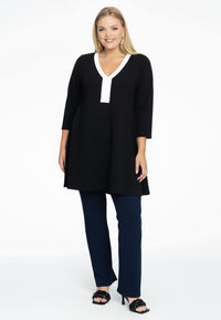 Tunic wide bottom V-neck BUBLÉ - black - #1