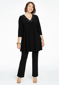 Tunic wide bottom ribbon DOLCE - black - #1